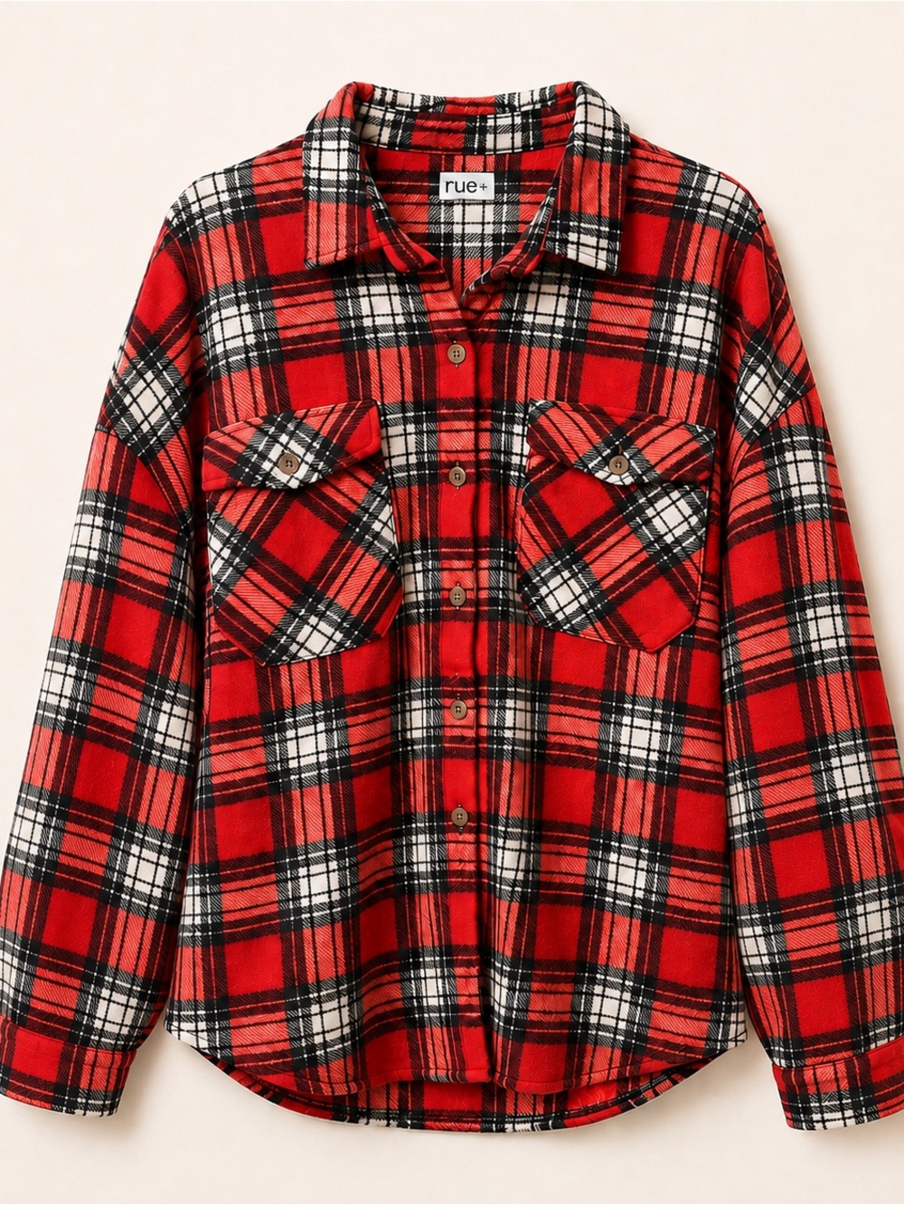 Rue21 Red and Black Plaid Button-Down Shirt